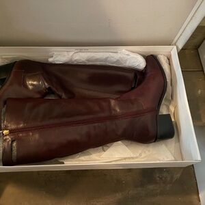 Geox Maroon Knee High Leather Boots